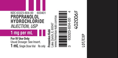 Label (63323 604 00 Propranolol Vial Label)